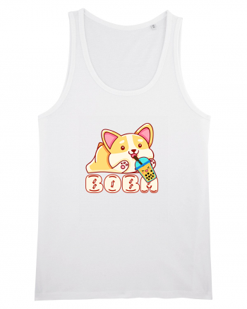 Kawaii Corgi Drinking Boba Tea White