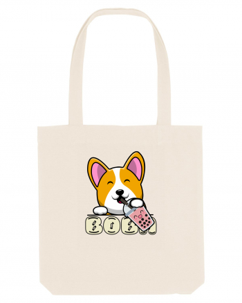 Kawaii Corgi Drinking Boba Tea Natural