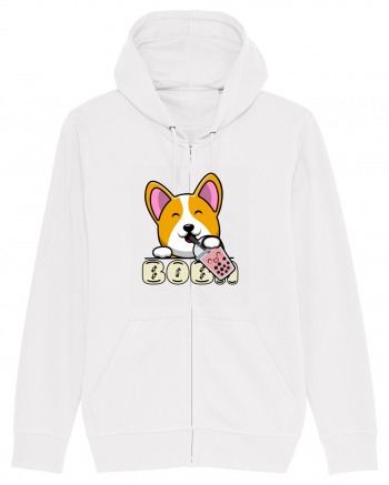 Kawaii Corgi Drinking Boba Tea White