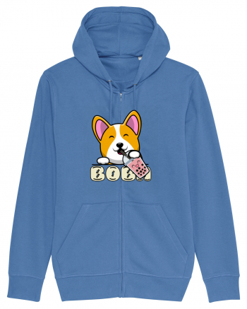 Kawaii Corgi Drinking Boba Tea Bright Blue