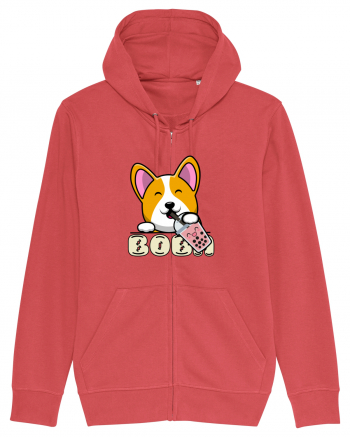 Kawaii Corgi Drinking Boba Tea Carmine Red