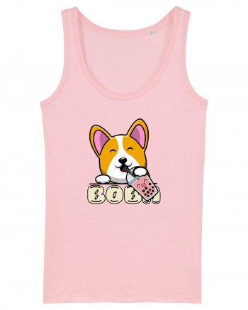 Kawaii Corgi Drinking Boba Tea Cotton Pink