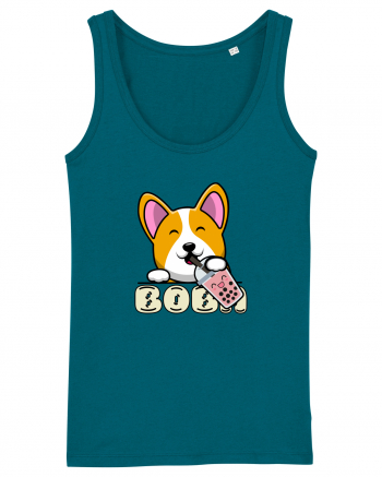 Kawaii Corgi Drinking Boba Tea Ocean Depth