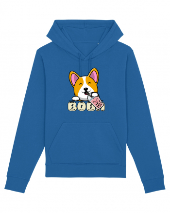 Kawaii Corgi Drinking Boba Tea Royal Blue