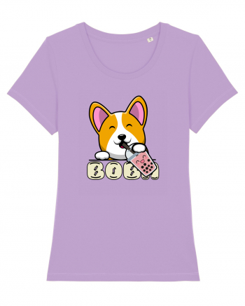 Kawaii Corgi Drinking Boba Tea Lavender Dawn