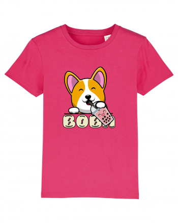 Kawaii Corgi Drinking Boba Tea Raspberry