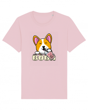 Kawaii Corgi Drinking Boba Tea Cotton Pink