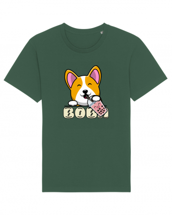 Kawaii Corgi Drinking Boba Tea Bottle Green