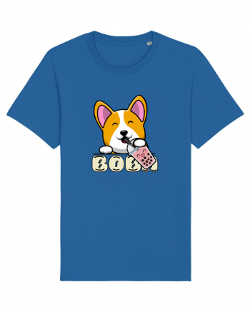 Kawaii Corgi Drinking Boba Tea Royal Blue