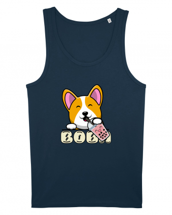 Kawaii Corgi Drinking Boba Tea Navy