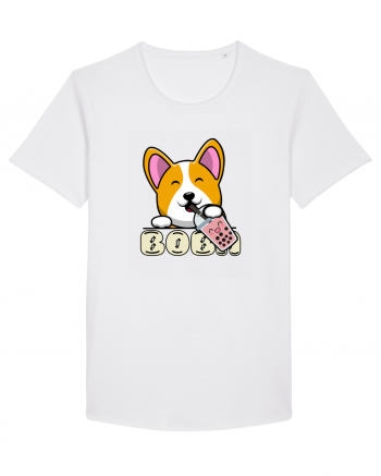 Kawaii Corgi Drinking Boba Tea White