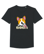 Kawaii Corgi Drinking Boba Tea Tricou mânecă scurtă guler larg Bărbat Skater