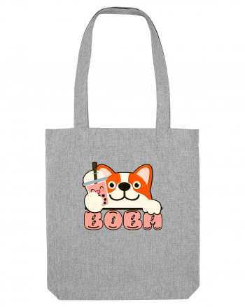 Kawaii Corgi Drinking Boba Tea Heather Grey