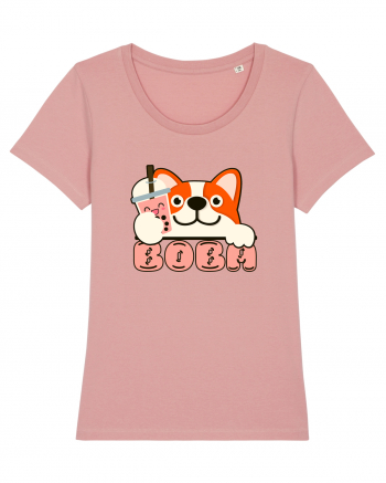 Kawaii Corgi Drinking Boba Tea Canyon Pink