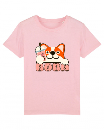 Kawaii Corgi Drinking Boba Tea Cotton Pink