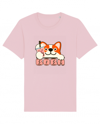 Kawaii Corgi Drinking Boba Tea Cotton Pink