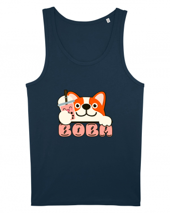 Kawaii Corgi Drinking Boba Tea Navy