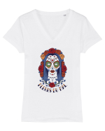 Fleurs Du Mal Woman Skull Tricou mânecă scurtă guler V Damă Evoker