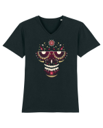 Pink Salsa Skull Tricou mânecă scurtă guler V Bărbat Presenter