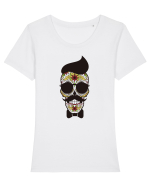 Hipster Skull Tricou mânecă scurtă guler larg fitted Damă Expresser