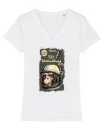 To Boldly Go Astronaut Ape Tricou mânecă scurtă guler V Damă Evoker