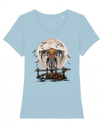 Pumpkin Head Scarecrow Sky Blue