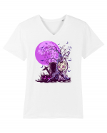 Purple Halloween Moon Tricou mânecă scurtă guler V Bărbat Presenter