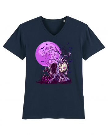 Purple Halloween Moon French Navy