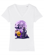 Sexy Purple Pumpkin Witch Tricou mânecă scurtă guler V Damă Evoker