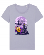 Sexy Purple Pumpkin Witch Tricou mânecă scurtă guler larg fitted Damă Expresser