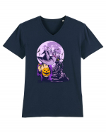 Sexy Purple Pumpkin Witch Tricou mânecă scurtă guler V Bărbat Presenter