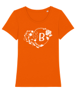 Litera B - alb Tricou mânecă scurtă guler larg fitted Damă Expresser