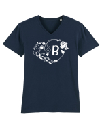 Litera B - alb Tricou mânecă scurtă guler V Bărbat Presenter