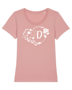 Litera D - alb Tricou mânecă scurtă guler larg fitted Damă Expresser