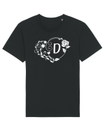 Litera D - alb Tricou mânecă scurtă Unisex Rocker