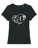 Litera E - alb Tricou mânecă scurtă guler larg fitted Damă Expresser
