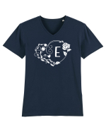 Litera E - alb Tricou mânecă scurtă guler V Bărbat Presenter