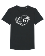 Litera G - alb Tricou mânecă scurtă guler larg Bărbat Skater