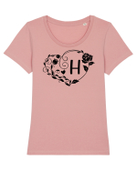 Litera H - negru Tricou mânecă scurtă guler larg fitted Damă Expresser