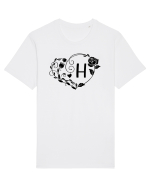 Litera H - negru Tricou mânecă scurtă Unisex Rocker