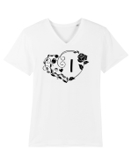 Litera I - negru Tricou mânecă scurtă guler V Bărbat Presenter