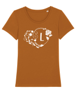 Litera L - alb Tricou mânecă scurtă guler larg fitted Damă Expresser