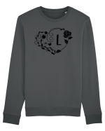 Litera L - negru Bluză mânecă lungă Unisex Rise