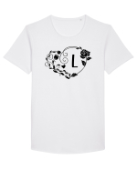 Litera L - negru Tricou mânecă scurtă guler larg Bărbat Skater