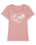 Litera M - alb Tricou mânecă scurtă guler larg fitted Damă Expresser