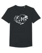 Litera M - alb Tricou mânecă scurtă guler larg Bărbat Skater