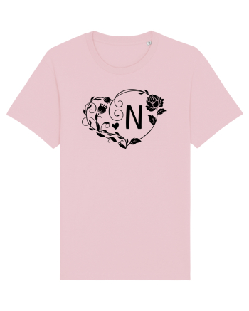 Litera N - negru Cotton Pink