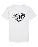 Litera N - negru Tricou mânecă scurtă guler larg Bărbat Skater