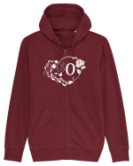Litera O - alb Hanorac cu fermoar Unisex Connector
