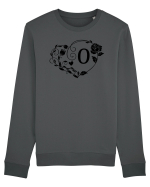 Litera O - negru Bluză mânecă lungă Unisex Rise